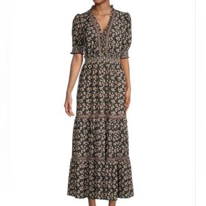 Max Studio Floral Print Crepe Midi Dress